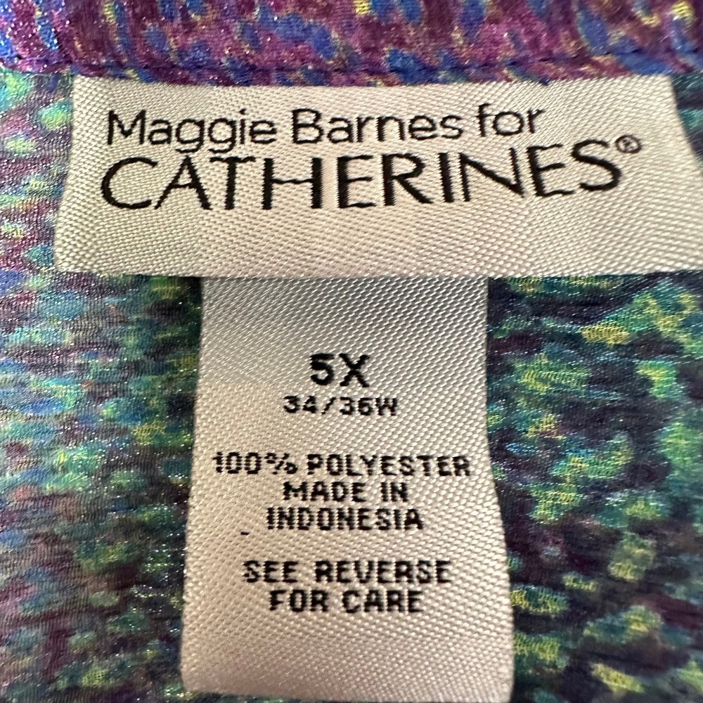 Maggie Barnes Catherines 5X Purple Teal Sheer Button Cardigan Top Plus Size - Picture 4 of 4